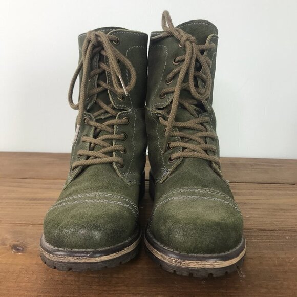 Steve Madden Fame Olive Green Suede Moto Combat Boots | Size 6.5 - Picture 4 of 7
